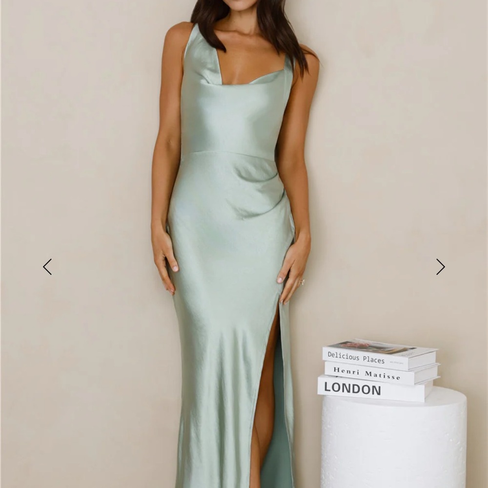 Hello Molly Satin Midi Dress in Mint